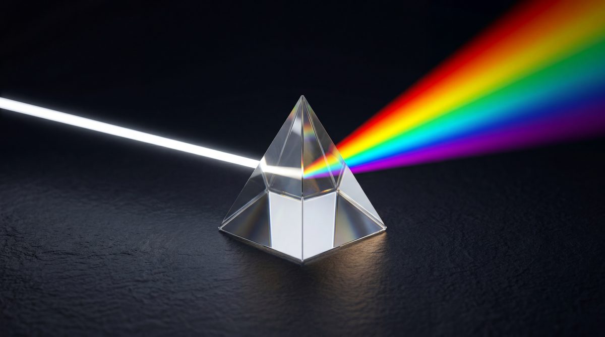 منشور زجاجي يحلل الضوء إلى طيف